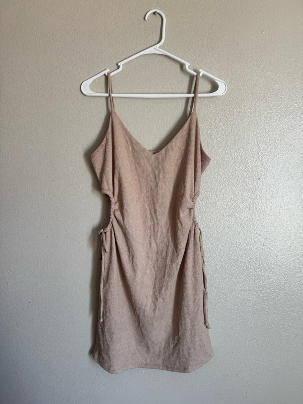 Willow Side-Tie Spaghetti Strap Mini Dress in Cream